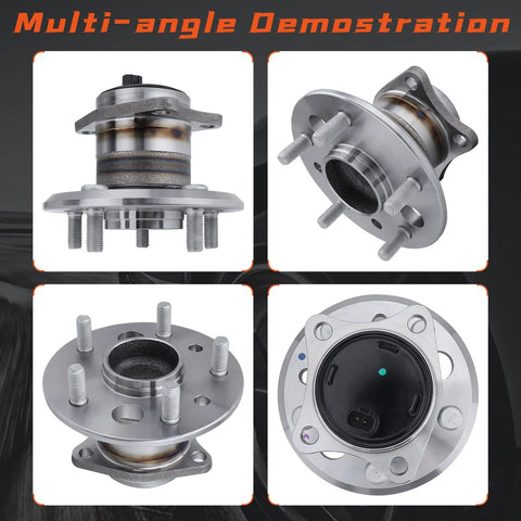 Rear Wheel Hub Bearing Assembly Driver Left Side For Lexus ES300 ES330 ES350 And Toyota Avalon Camry Highlander Solara ABS Models 5 Lug 2001-2012 Replacement Wheel Hub Kit Durable Ready To Roll - multi-angle view showing 5-lug ABS assembly.
