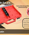 Milwaukee Packout Low Profile Tool Box Organizer Middle Bin Set Heavy Duty Modular Storage System Black Plastic 4 Count