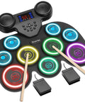 Nine Pad Electric Drum Set With 7 Color LED Lights Bluetooth MIDI Support Extra Thick Pads For Dope Rebound Easy Setup