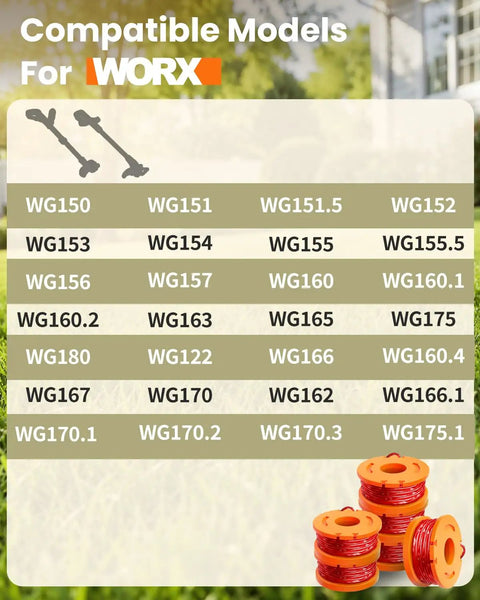15 Pack Trimmer Spool Line Replacement For Weed Eater String Trimmers 0.065 Inch Refills Fits WG Series Models list shown