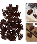 20 Pack Plastic Ball Catch Latches For Cabinets And Cupboards, shown in brown with installation examples on wood surfaces.