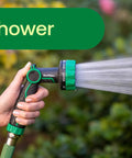Thumb Control Garden Hose Nozzle With Eight Spray Patterns Carbon Fiber Texture Non Slip Grip in shower mode