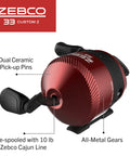 Custom Spincast Reel And Rod Combo With 6 Foot Two Piece Fiberglass Rod EVA Handle Quickset Anti Reverse Bite Alert Red Finish