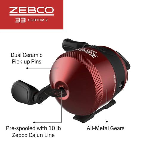 Custom Spincast Reel And Rod Combo With 6 Foot Two Piece Fiberglass Rod EVA Handle Quickset Anti Reverse Bite Alert Red Finish