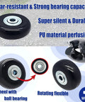50mm Replacement Luggage Wheels Set For Suitcases And Travel Bags 4 Silent PU Swivel Casters With Bearings Wear Resistant