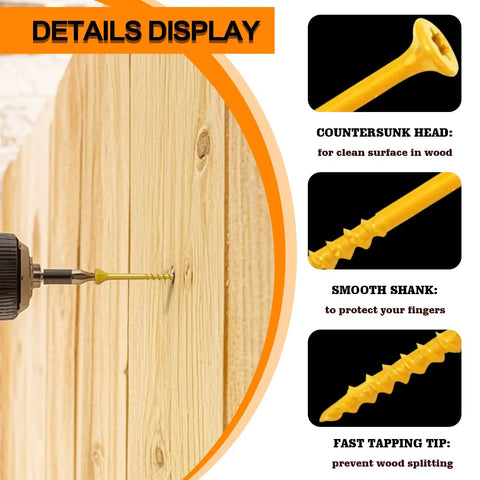 Exterior Deck Screws 8x1 Inch Bronze Coated for Outdoor Wood 420 Pieces with drill being used in wood