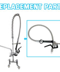 Heavy Duty Pre Rinse Sprayer With 38 Inch Flexible Hose Pro Grade Commercial Sprayer replacement parts display