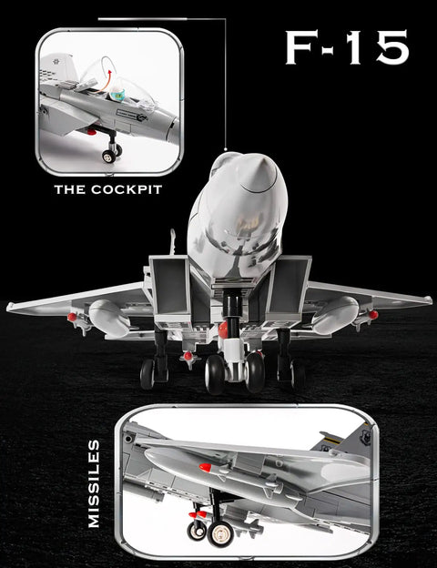 F 15 Eagle Fighter Jet Building Block Set With 262 Pieces including cockpit and missile details for kids 8 and up