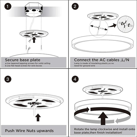 Installation guide for Low Profile 12 Inch LED Flush Mount Ceiling Light, 24W Daylight White Modern Round Lamp.