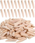 100 Piece Solid Wood Pocket Hole Plugs For Three Eighths Inch Pine Wood, Pocket Screw Jig Accessories in a pile and arranged row.