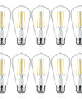 Pack of 10 Vintage Edison Style LED Filament Bulbs 60W Equivalent 4000K Daylight White High CRI 95 ST58 Non Dimmable E26 Base