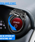 Dope Car Engine Start Button Cover Made From Zinc Alloy Anti Scratch Shield Universal Push Start Ignition Button Protector For Sedan SUV Motorcycle Sleek Black Decorative Accessory, shown on dashboard with 150° rotation feature