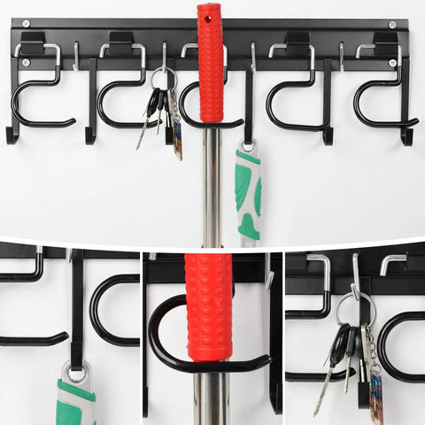 Heavy Duty Metal Garage Tool Organizer Wall Mount Kit Four Pack with extension cord straps and garden shed hooks with tools hanging