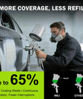 Professional Grade Lvlp Air Spray Gun Kit Featuring Precision Adjustable Tips And Constant Pressure Valve Plus Ten Heavy Duty Cups in use on a car.