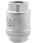 Front view of TAODAN stainless steel vertical threaded check valve, 3/4in inline spring lift