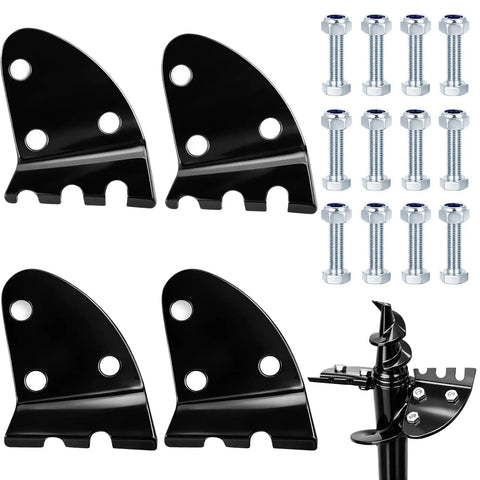 Four Piece 9 Inch Post Hole Digger Blades Serrated Auger Replacement Drill Bits For Digging Hard Soil Tree Roots And Pit Digger Accessories With Carbon Steel Spiral Edge Heavy Duty with screws