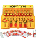 Lockout Tagout Station Kit With 11 Safety Padlocks, 4 Hasps, 40 Lockout Tags, 40 Nylon Ties, Durable Storage Board For OSHA Compliance