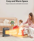 Heat Up Fast PTC Ceramic Space Heater With Thermostat 3 Modes No Fuss Compact Desk Heater warming a nursery space