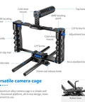 Diagram of Aluminum Camera Cage Filmmaking Rig With Top Handle And Dual Grips Arca Type Base Universal Compatibility With Sony A7S III