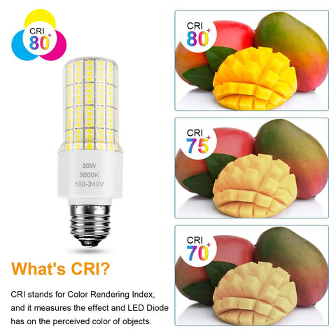 Two Pack 30W LED Corn Light Bulbs, 3750 Lumen, 5000K Cool Daylight, Waterproof Outdoor Indoor, E26 E27 Medium Base