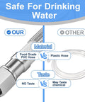 Refrigerator water line kit, 12 ft, stainless steel braided hose with 1/4 inch compression fittings and food-grade PEX inner tube