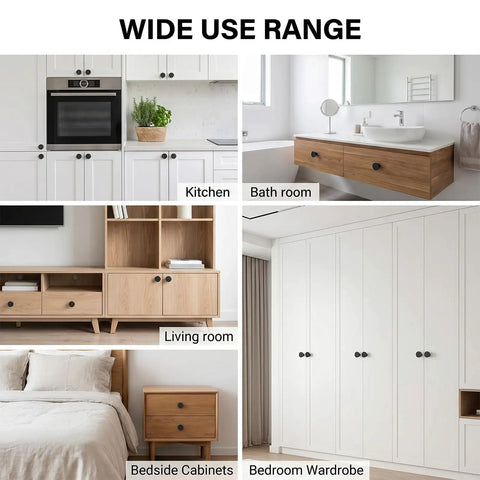 Two Pack Black Cabinet Knobs And Drawer Pulls For Kitchen Dresser And Closet Doors Round Pulls With Easy Install Includes Screwdriver Bifold Door Compatibility Sleek Matte Black Finish
