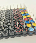 10 Pack 1/64 Diecast Car Wheels And Tires Set With Mixed Rubber Tires For Custom 1/64 Models Premium Smooth Rubber 28mm Axle Non Separable