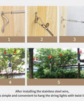 Outdoor Globe String Lights Hanging Kit With 164ft Black Vinyl Coated 304 Stainless Steel Cable and mounting setup
