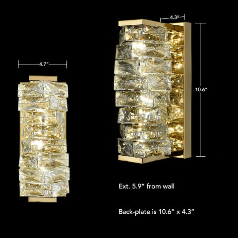 Dope Gold Crystal Wall Sconce With Stainless Steel Fixture For Living Room And Bathroom 8W 4000K Not Dimmable Modern Luxe Lighting