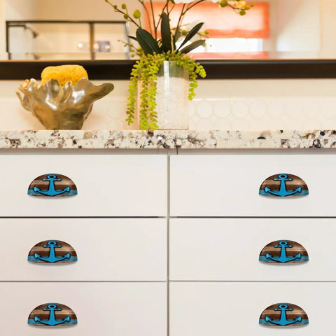 Heavy Duty Construction Hella Smooth Sliding Rustic Cabinet Cup Pulls 6 Pack Drawer Handles With Secure Anchor Plate on white drawers.