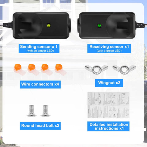 Garage Door Safety Sensor Beams Replacement For 1997 And Newer Openers With Infrared Safety Sensors, no bracket, parts shown