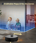 Robot Vacuum And Mop All In One Combo With Beastly 6000Pa Suction demonstrating no-go zones and invisible walls in a room