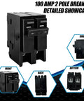 100 Amp 2 Pole Plug-In Circuit Breaker For 120/240V Systems, Thermal Magnetic Protection, Replacement For 2100 Series