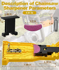 Universal Chainsaw Teeth Sharpener With Six Fast Sharpening Stones, Portable Chainsaw Blade Sharpener dimensions and components