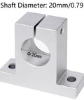 Front view of SK20 Linear Motion Rod Supports Set, Aluminum Rail Shaft Guide Clamp for 20mm Diameter Shaft, 2 Pack