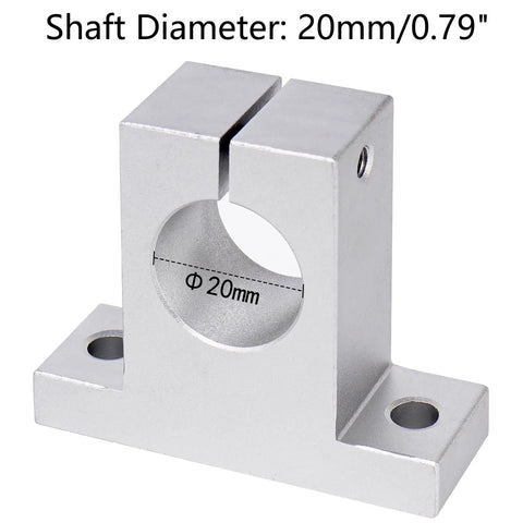 Front view of SK20 Linear Motion Rod Supports Set, Aluminum Rail Shaft Guide Clamp for 20mm Diameter Shaft, 2 Pack