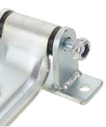 Heavy Duty Truck Door Hinge For Utility Trailer And Refrigerated Truck With Iron Construction And Anticorrosion Finish Delivers High Strength And Stable Temperature Control For Cargo Applications, silver metal close-up