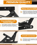 Adjustable Futon Hinges With Spring Mechanism Replacement showing premium steel construction and labeled installation features.