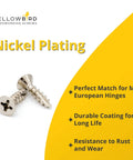 Shop Ready European Concealed Cabinet Hinge Screws 1000 Count with nickel plated finish for durability and rust resistance.