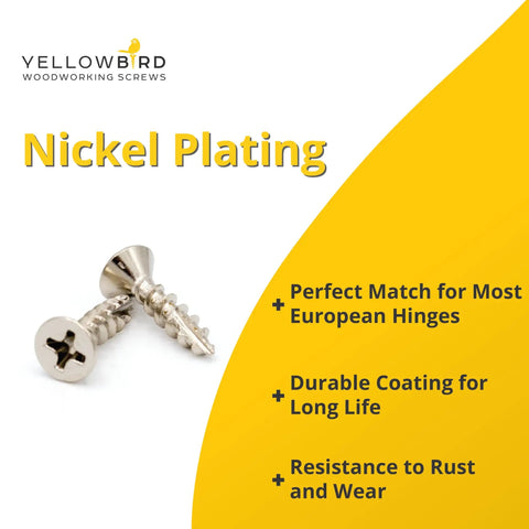 Shop Ready European Concealed Cabinet Hinge Screws 1000 Count with nickel plated finish for durability and rust resistance.
