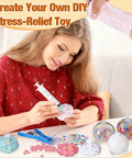 Woman using DIY Stress Ball Making Kit With 12 Blank Silicone Balls Skins Beads Expansion Tool Vacuum Evacuating Device And Injectors