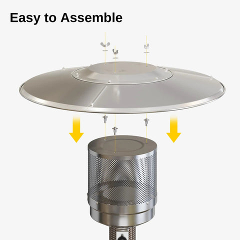 Round Propane Patio Heater Reflector Shield Three Panel Top Cover 33 Inch Diameter Replacement Part For Outdoor Heaters