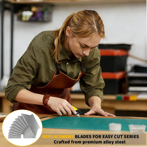 80 Pack Box Cutter Blades Replacement For Easy Cut 1000 And Easy Cut Series Safety Cutters High Compatibility Heavy Duty Blades For Quick Swaps And Long Lasting Sharpness In Workshops And Warehouses; premium alloy steel blades shown