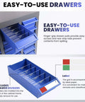 Heavy Duty 100-Drawer Small Parts Storage Cabinet With Removable ABS Drawers, Dividers And Labels, 26 By 9 By 46 Inch Bolt Bin Organizer
