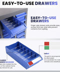 Close-up of drawer with dividers from Beefy Heavy Duty 100 Drawer Nut And Bolt Organizer Cabinet With Dividers And Labels, 26x9x46 inches