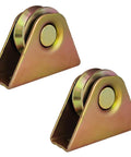 Tough As Nails 2 Inch V Groove Caster Set For Smooth Sliding Gate Tracks Heavy Duty Carbon Steel Ball Bearing Rollers Zinc Coated Rolling Hardware That Runs Real Smooth 4 Pack close up of two V groove casters