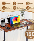 Adjustable Standing Desk For Treadmills And Bike Workouts with laptop, coffee cup, phone, books on 28x14 inch surface