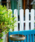 Hanging Bird Bath For Outdoors With Metal Bowl And Stable Triple Chain Design, Powder Coated For Rust Proof Durability