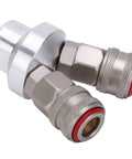 Two Way Connector Chrome Plated Pneumatic Quick Coupler With Self Locking Mechanism For One Handed Quick Connect In Air Tools