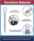 290 Pcs Cotter Pins In 24 Sizes, 304 Stainless Steel Heavy Duty All In One Must-Have Assortment Kit For Automotive shown